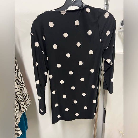 Anne Klein partial wrap blouse | size medium black and white polka dots - Picture 4 of 6